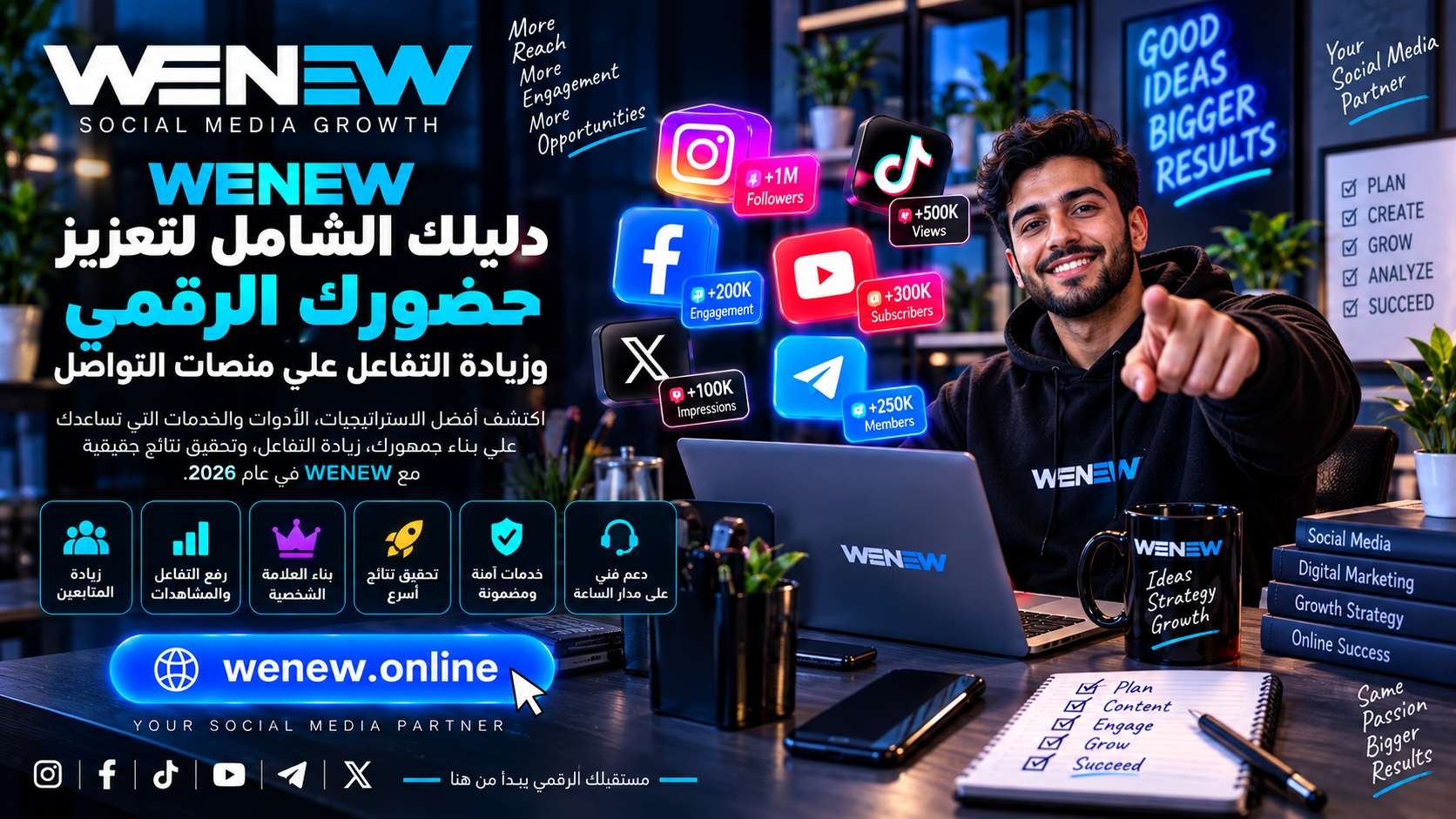 WENEW: دليلك الشامل لتعزيز حضورك الرقمي وزيادة التفاعل على منصات التواصل