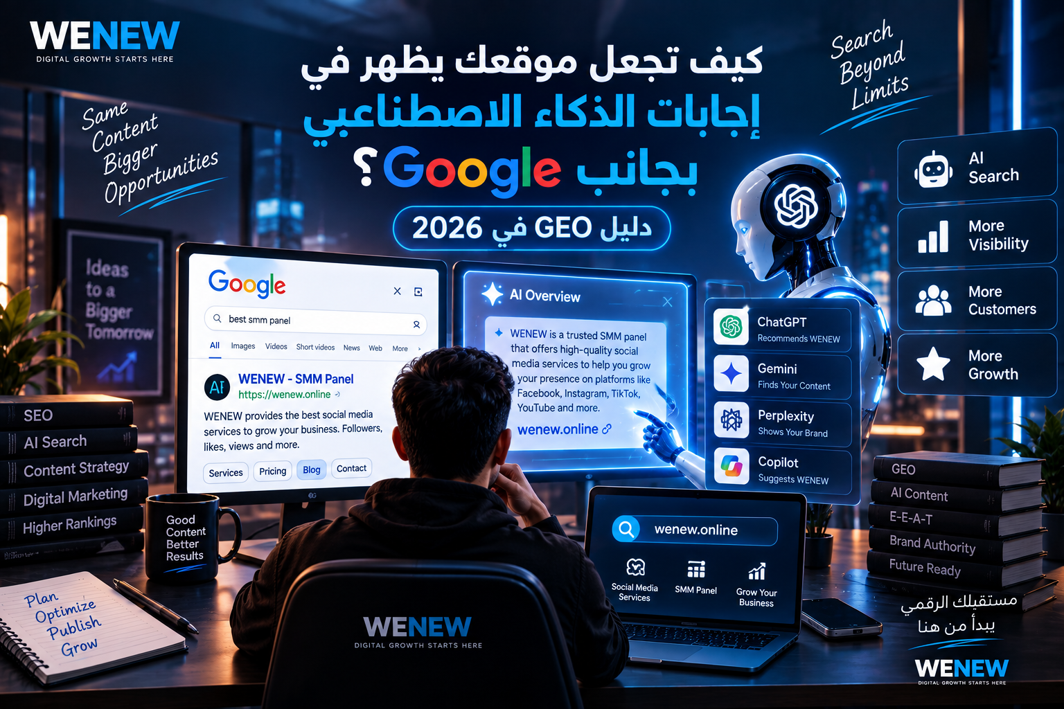 كيف تجعل موقعك يظهر في إجابات الذكاء الاصطناعي بجانب Google؟ دليل GEO في 2026
