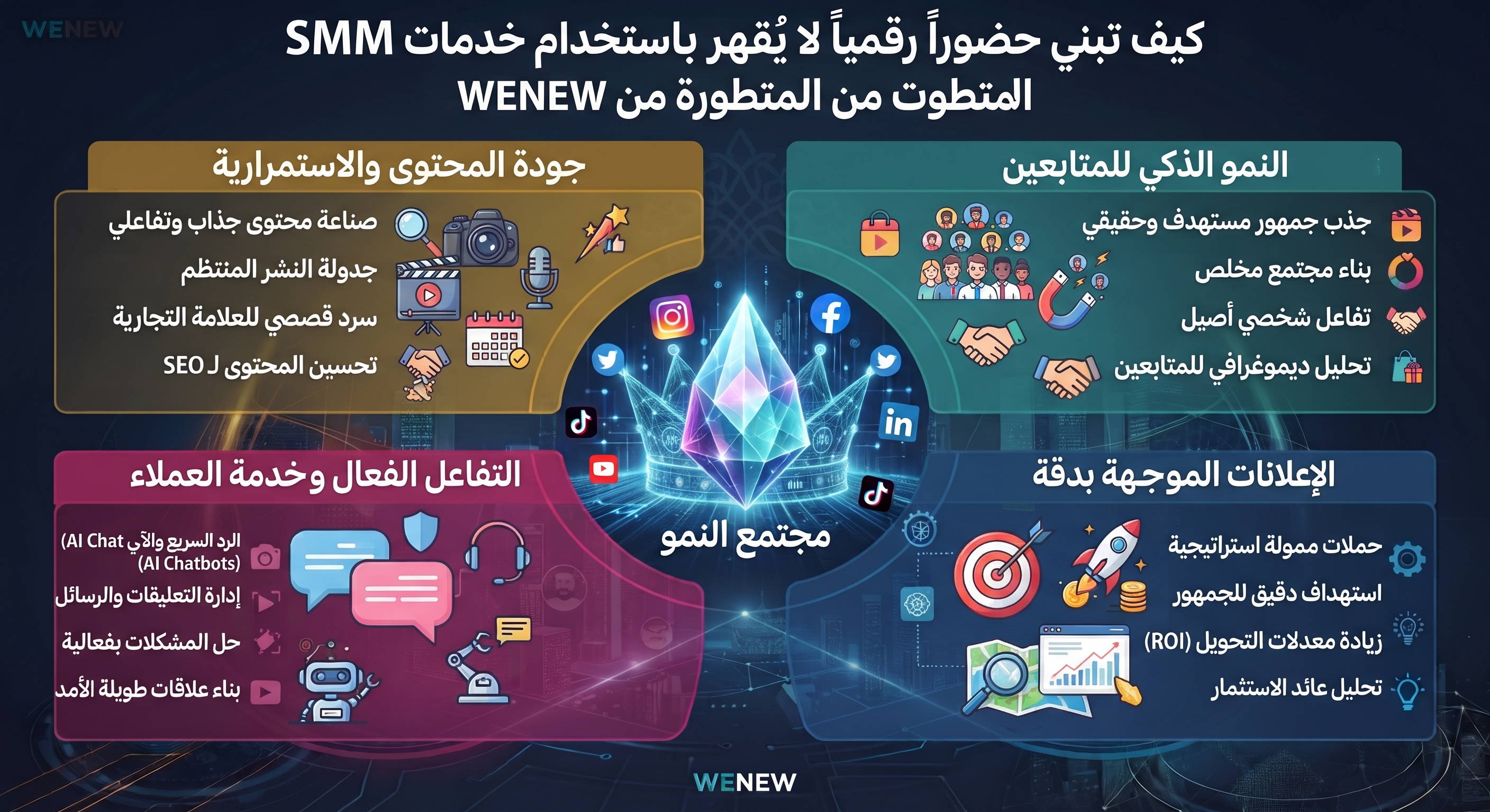 كيف تبني حضوراً رقمياً لا يُقهر باستخدام خدمات SMM المتطورة من WENEW
