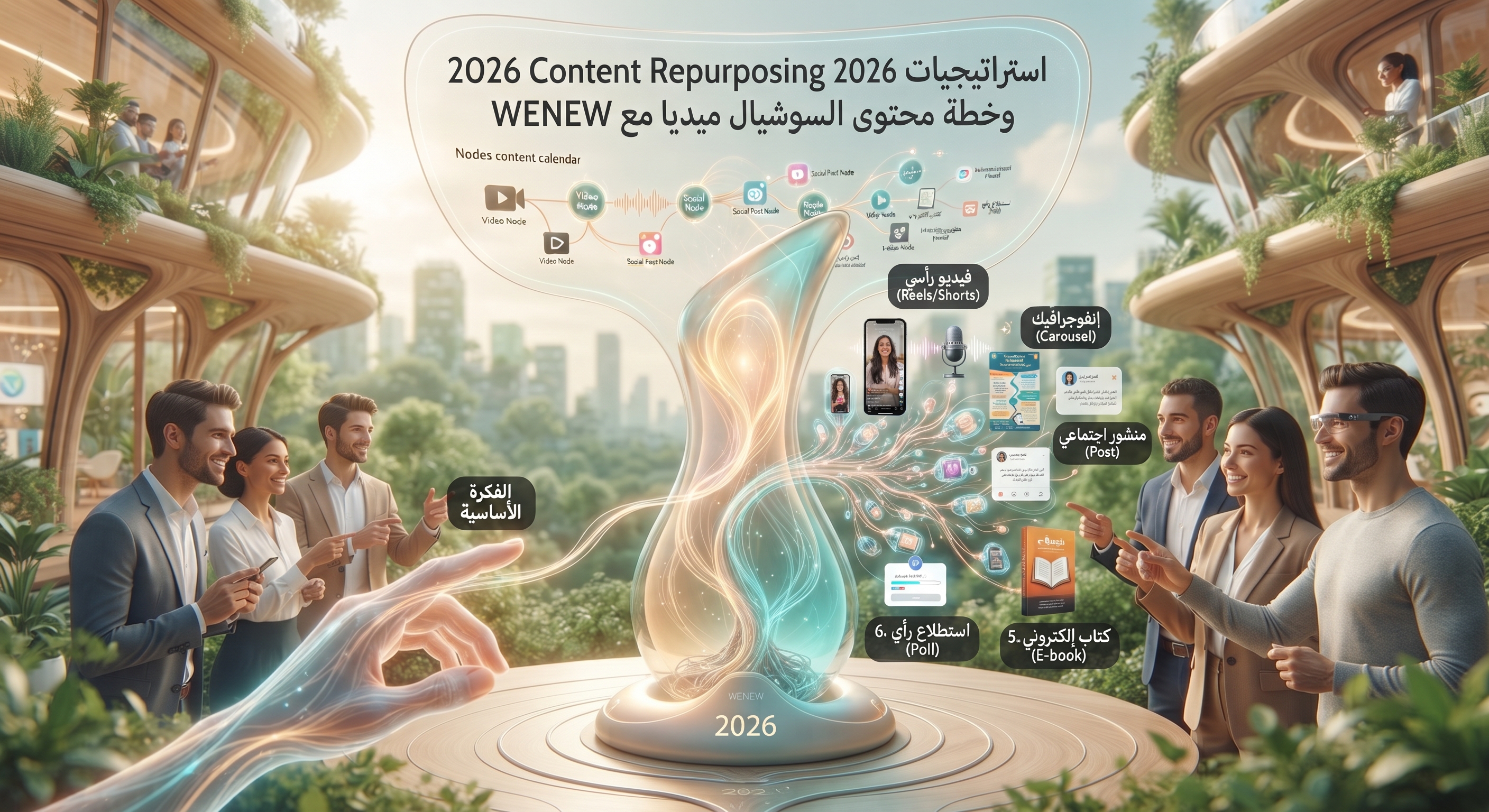 استراتيجيات Content Repurposing 2026 وخطة محتوى السوشيال ميديا مع WENEW