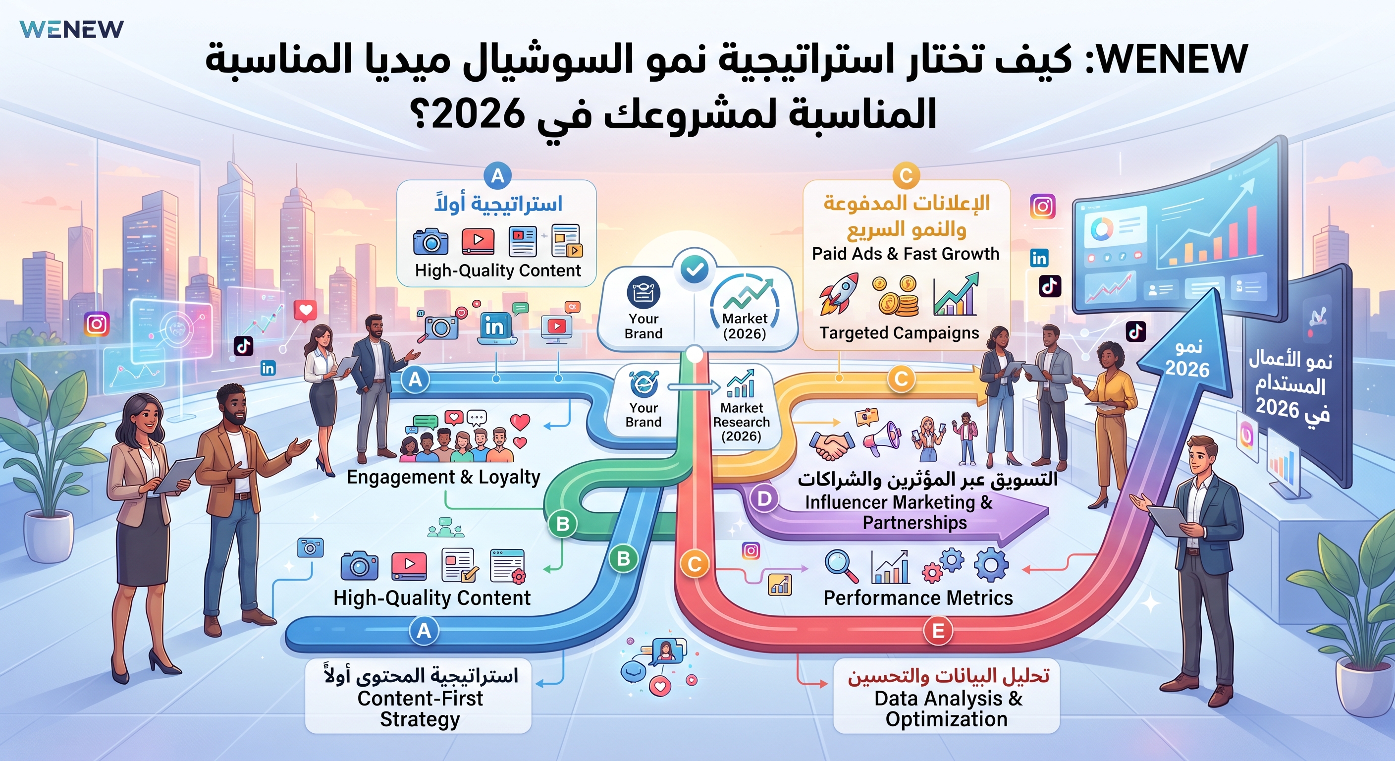 WENEW: كيف تختار استراتيجية نمو السوشيال ميديا المناسبة لمشروعك في 2026؟