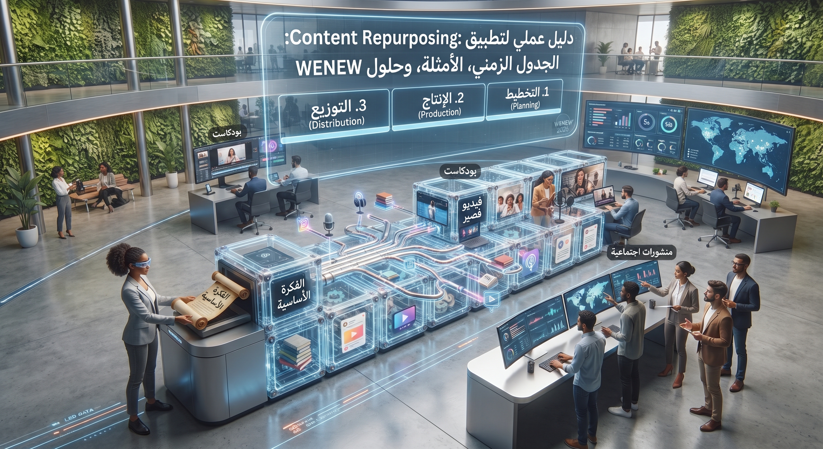 دليل عملي لتطبيق Content Repurposing: الجدول الزمني، الأمثلة، وحلول WENEW