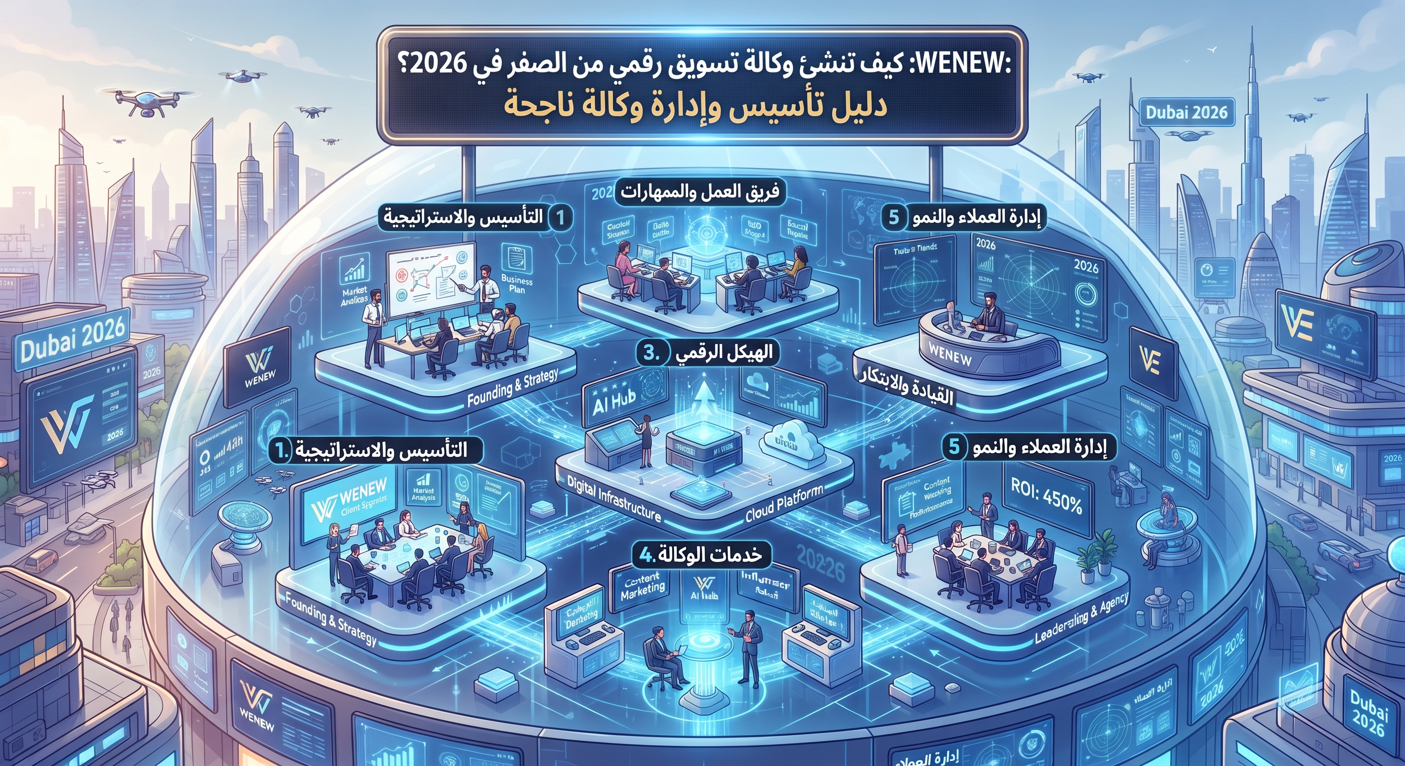 WENEW: كيف تنشئ وكالة تسويق رقمي من الصفر في 2026؟ دليل تأسيس وإدارة وكالة ناجحة