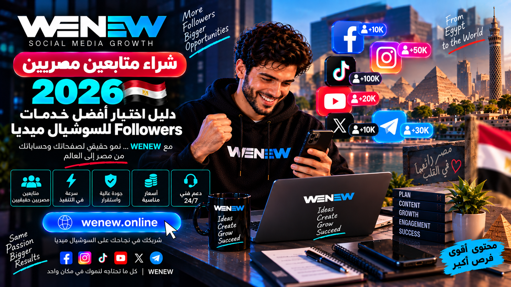 WENEW: شراء متابعين مصريين 2026 — دليل اختيار أفضل خدمات Followers للسوشيال ميديا