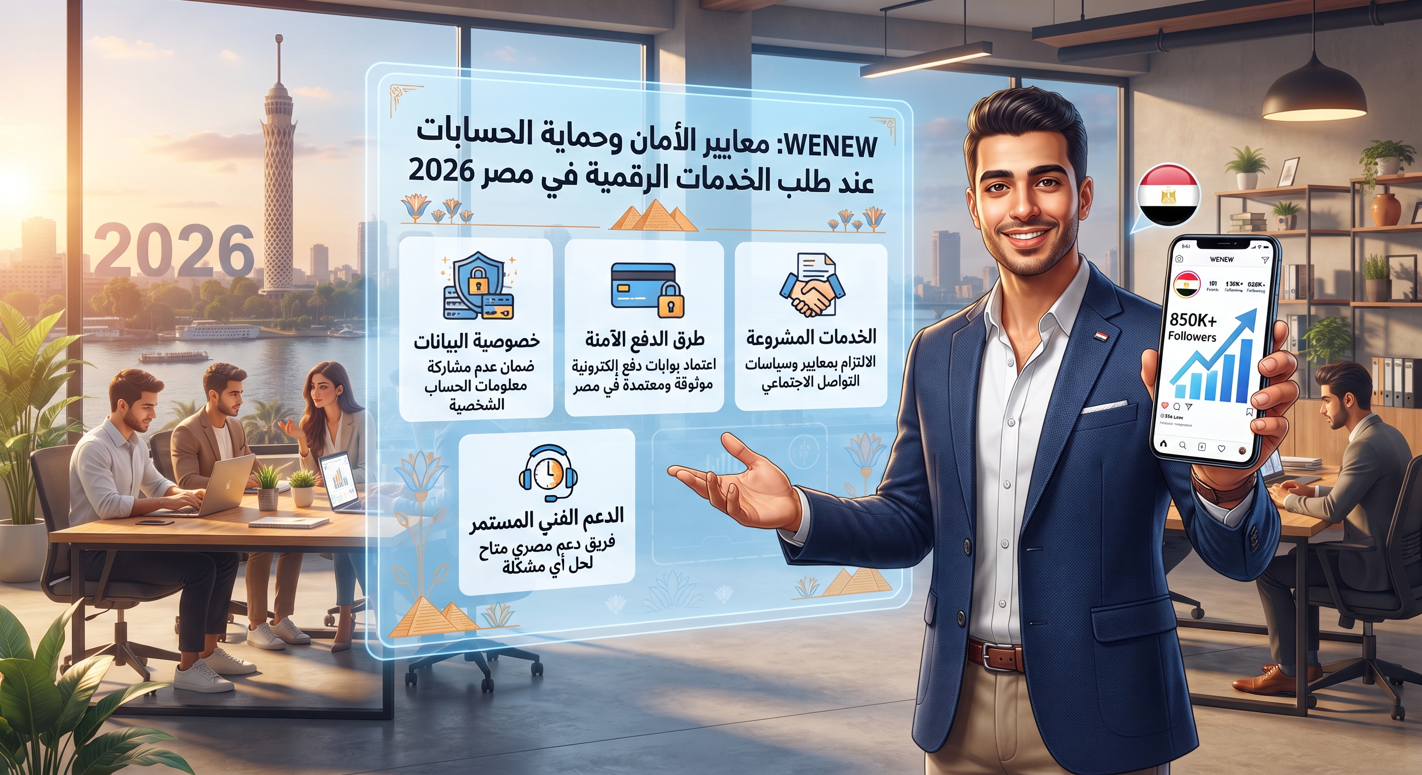 WENEW: معايير الأمان وحماية الحسابات عند طلب الخدمات الرقمية في مصر 2026