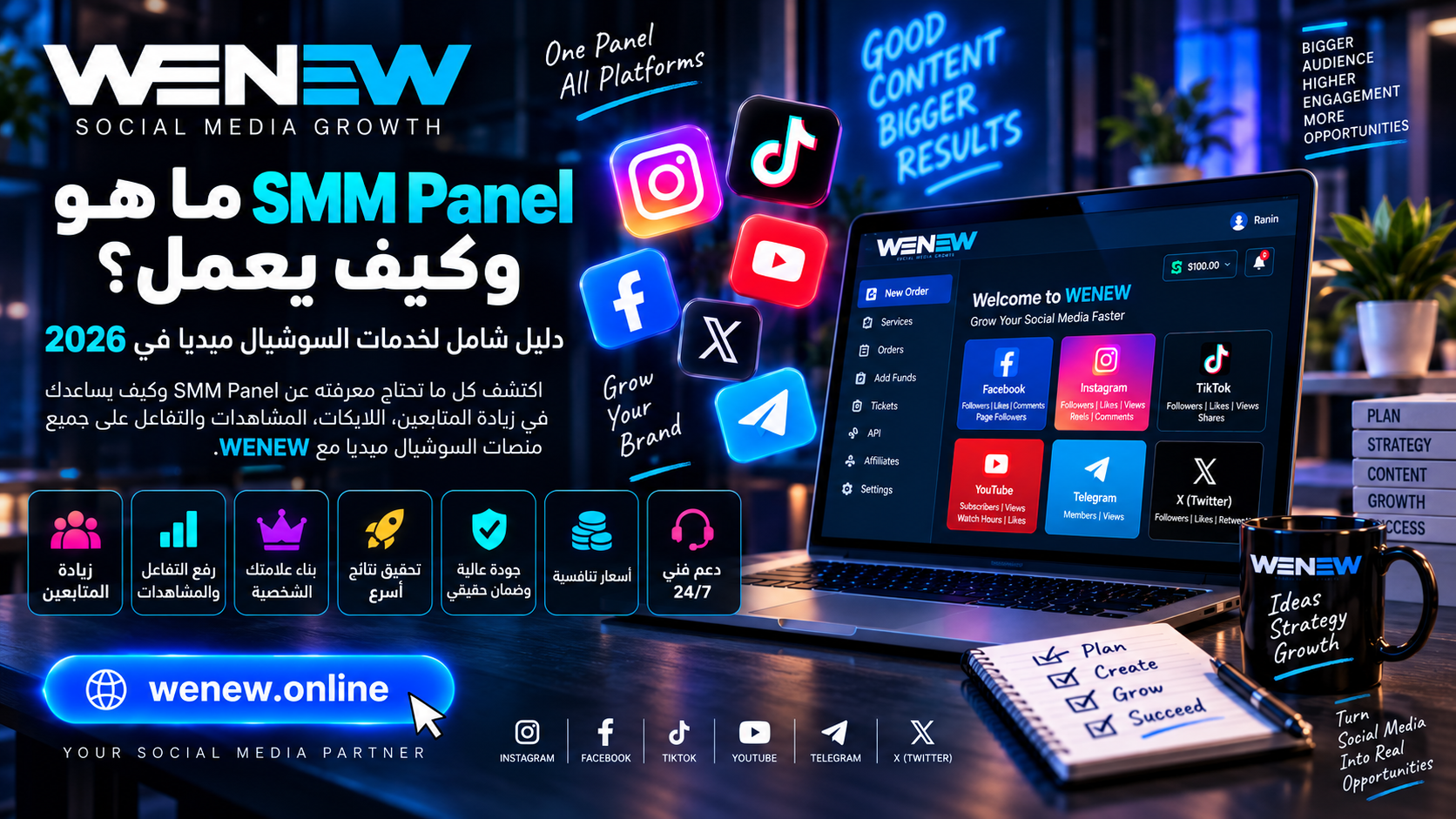 WENEW: ما هو SMM Panel وكيف يعمل؟ دليل شامل لخدمات السوشيال ميديا في 2026